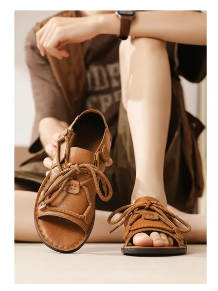 Design Rope-Lace Slide Sandal White Gladiator Sandals - 11
