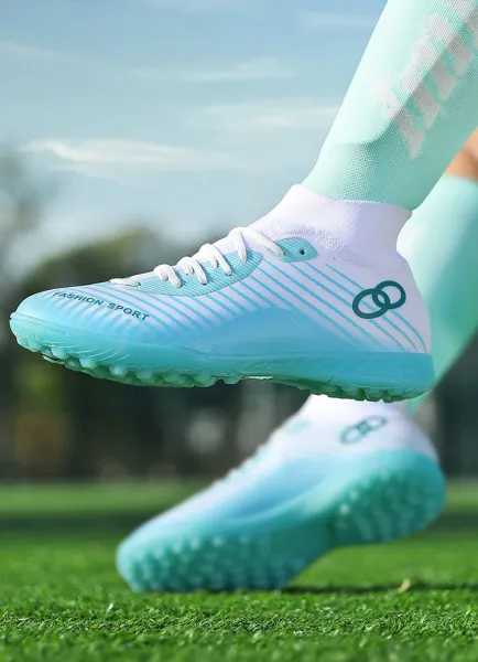 Design Fashion Sport Football Cleats Neon Yellow Blue White Sneakers - 36