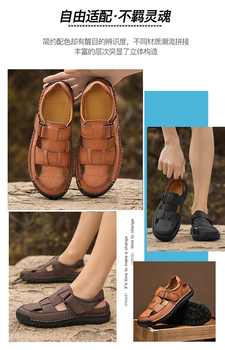 Design Sandal Black Leather Casual Sandals - 4