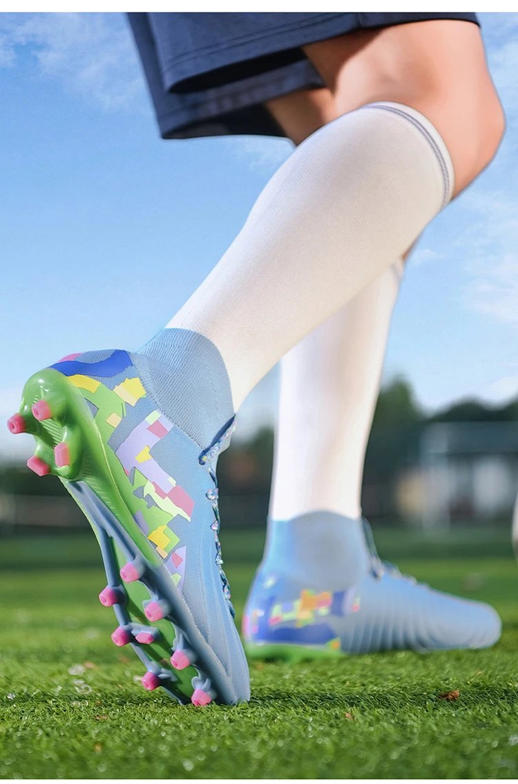Design Football Cleat White Multicolor Graphic Print Stud Shoe Sneakers - 26