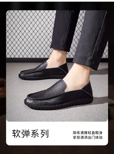 Design White Pebbled Leather Loafers with Stitched Sole - 3