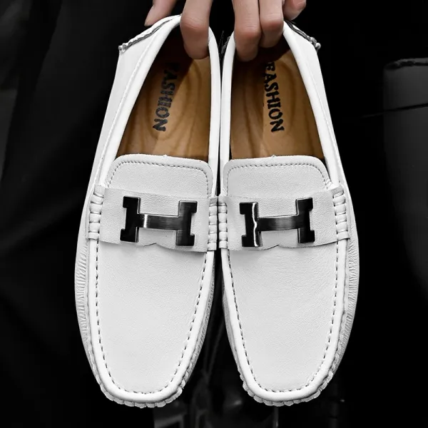 Design H-Logo Loafer White Casual Shoes - 1