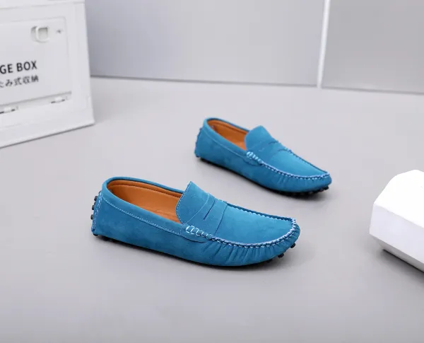 Design Loafer in Sky Blue Suede Casual Shoes - 42