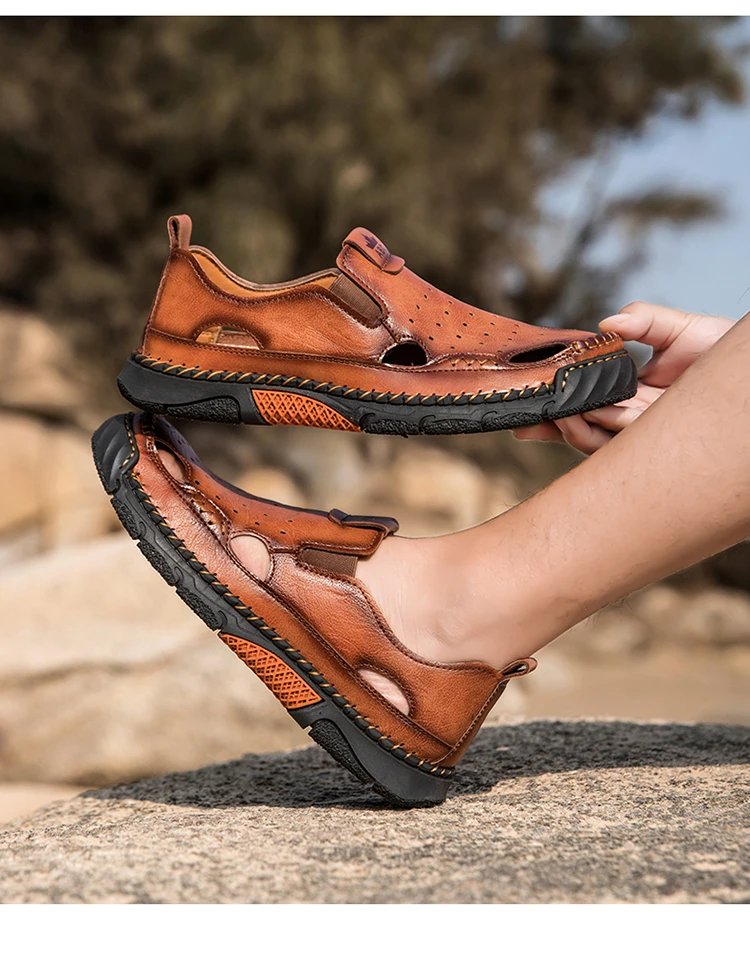 Design White Perforated Slip-On Sandal with Orange Accents Casual Shoes - 18