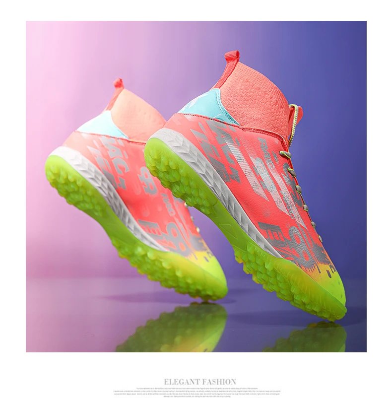 Design Football Turf Shoes Light Blue Gray Print Sneakers - 31