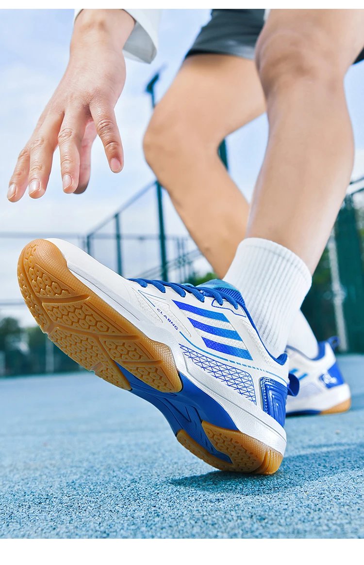 Design CLABNG Badminton Shoe White Blue Gum Sole Sneakers - 33