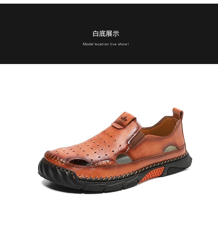 Design White Perforated Slip-On Sandal with Orange Accents Casual Shoes - 42