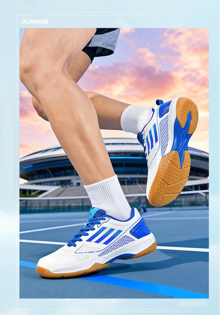 Design CLABNG Badminton Shoe White Blue Gum Sole Sneakers - 6