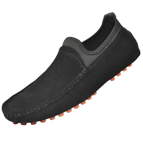 Design Slip-On Loafer Black with Orange Studs Casual Shoes - 1