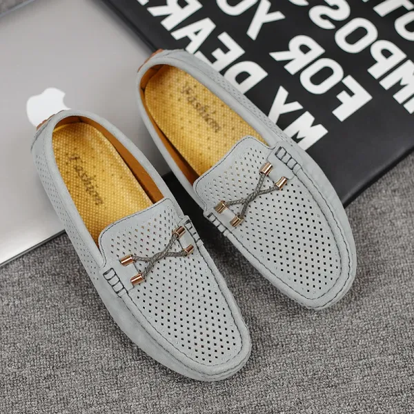 Design Perforated Loafer in Gray with Rope Detail Casual Shoes - 1