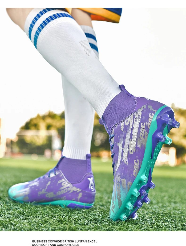 Design Football Turf Shoes Light Blue Gray Print Sneakers - 23