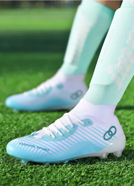Design Fashion Sport Football Cleats Neon Yellow Blue White Sneakers - 24