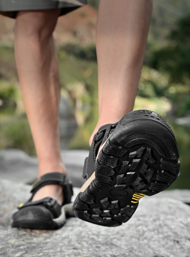 Design Outdoor Sandals Black with Yellow Accents Sporty Sandals - 17