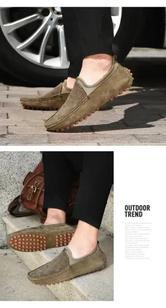 Design Slip-On Loafer Gray Suede with Orange Studs Casual Shoes - 16