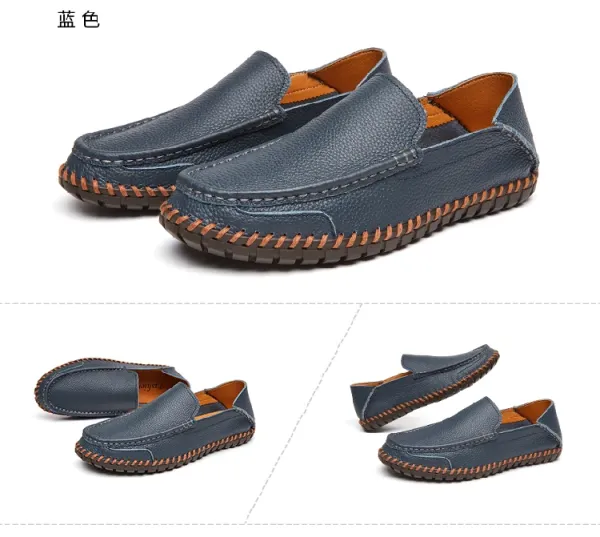 Design White Pebbled Leather Loafers with Stitched Sole - 29