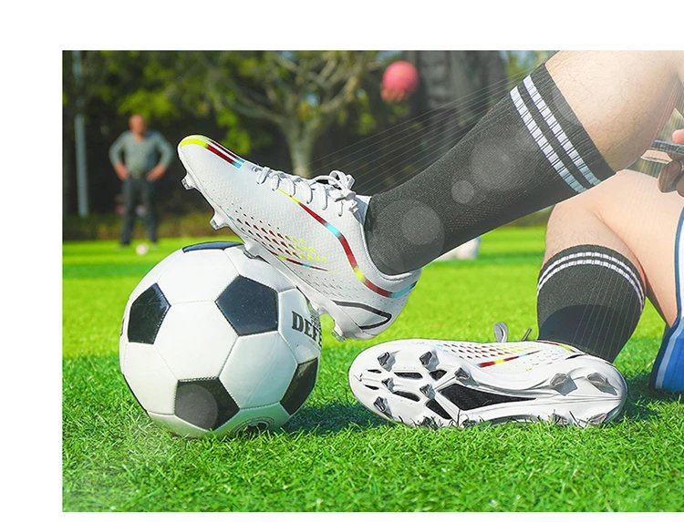 Design Football Cleats Turquoise Multicolor Soccer Studs Running Shoes - 17