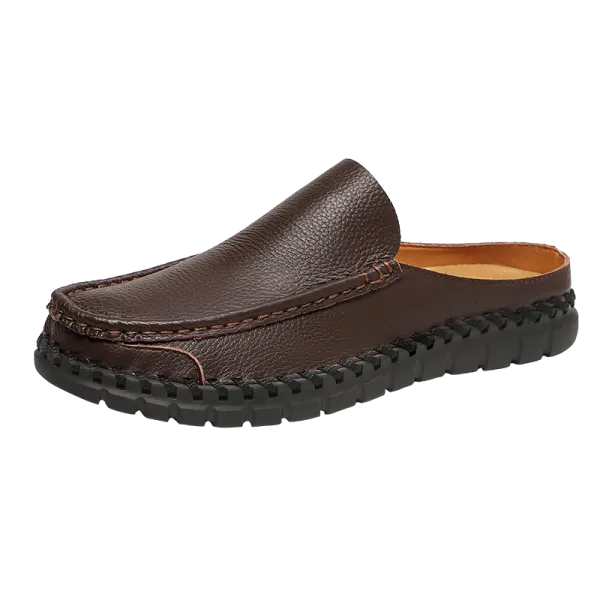 Design Leather Mule Loafer Brown Casual Shoes - 1