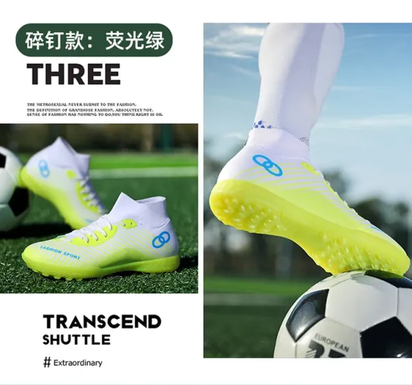 Design Fashion Sport Football Cleats Neon Yellow Blue White Sneakers - 26