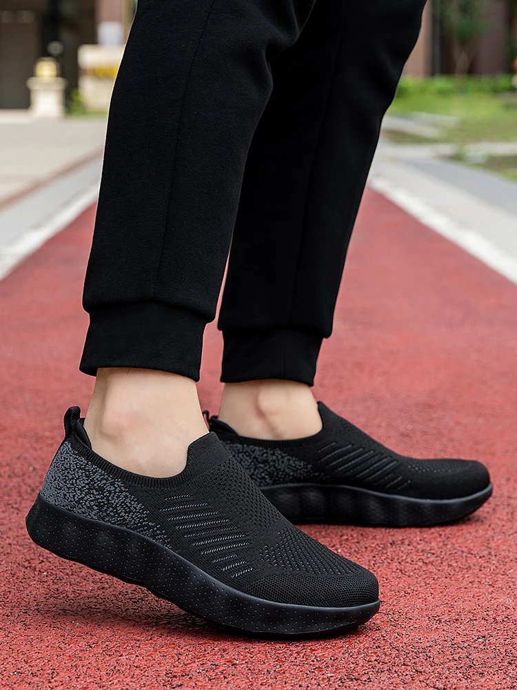 Design Knit Slip-On Sneakers Navy with Orange Pod Sole - 13