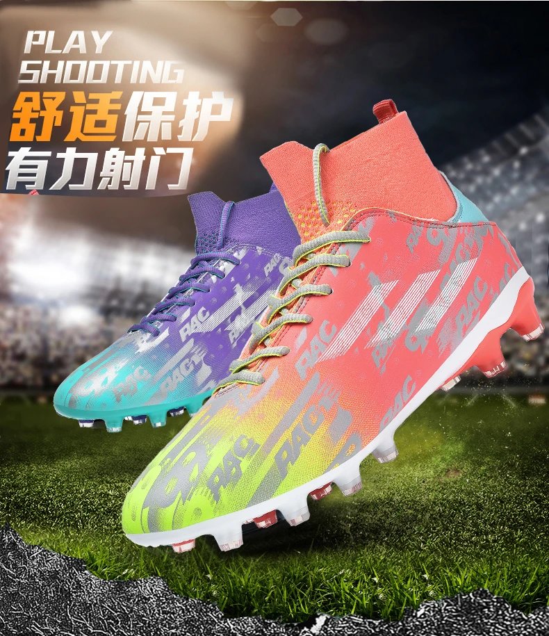Design Football Turf Shoes Light Blue Gray Print Sneakers - 5