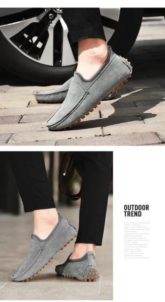 Design Slip-On Loafer Gray Suede with Orange Studs Casual Shoes - 22