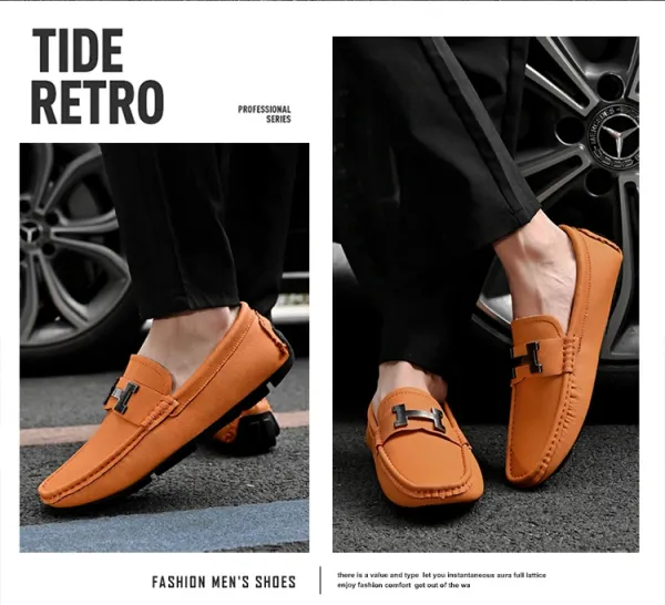 Design H-Logo Loafer Orange Casual Shoes - 25