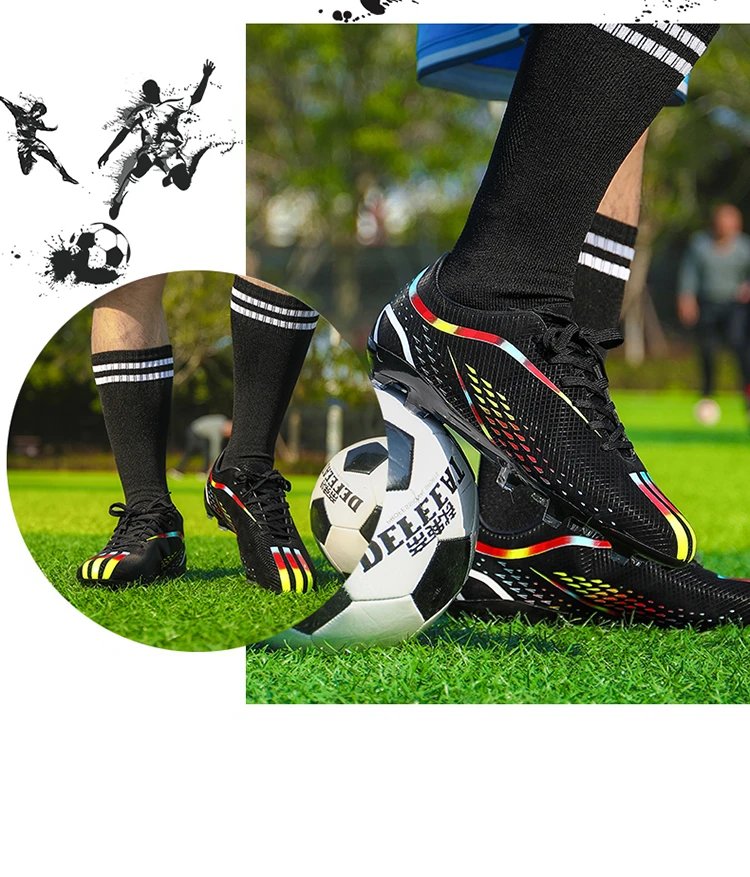 Design Football Cleats Turquoise Multicolor Soccer Studs Running Shoes - 24
