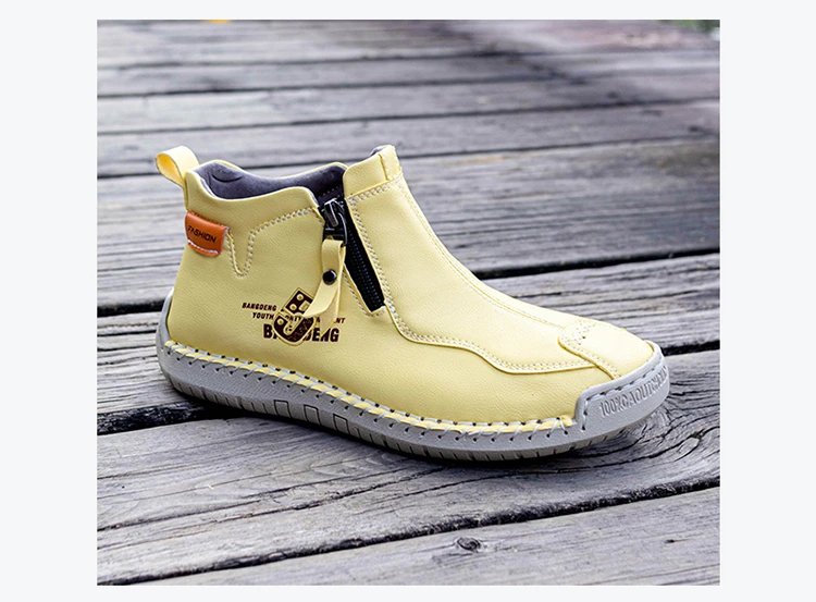 Design Bangdeng Youth Zip-Up Ankle Boot Yellow Leather Boots - 20