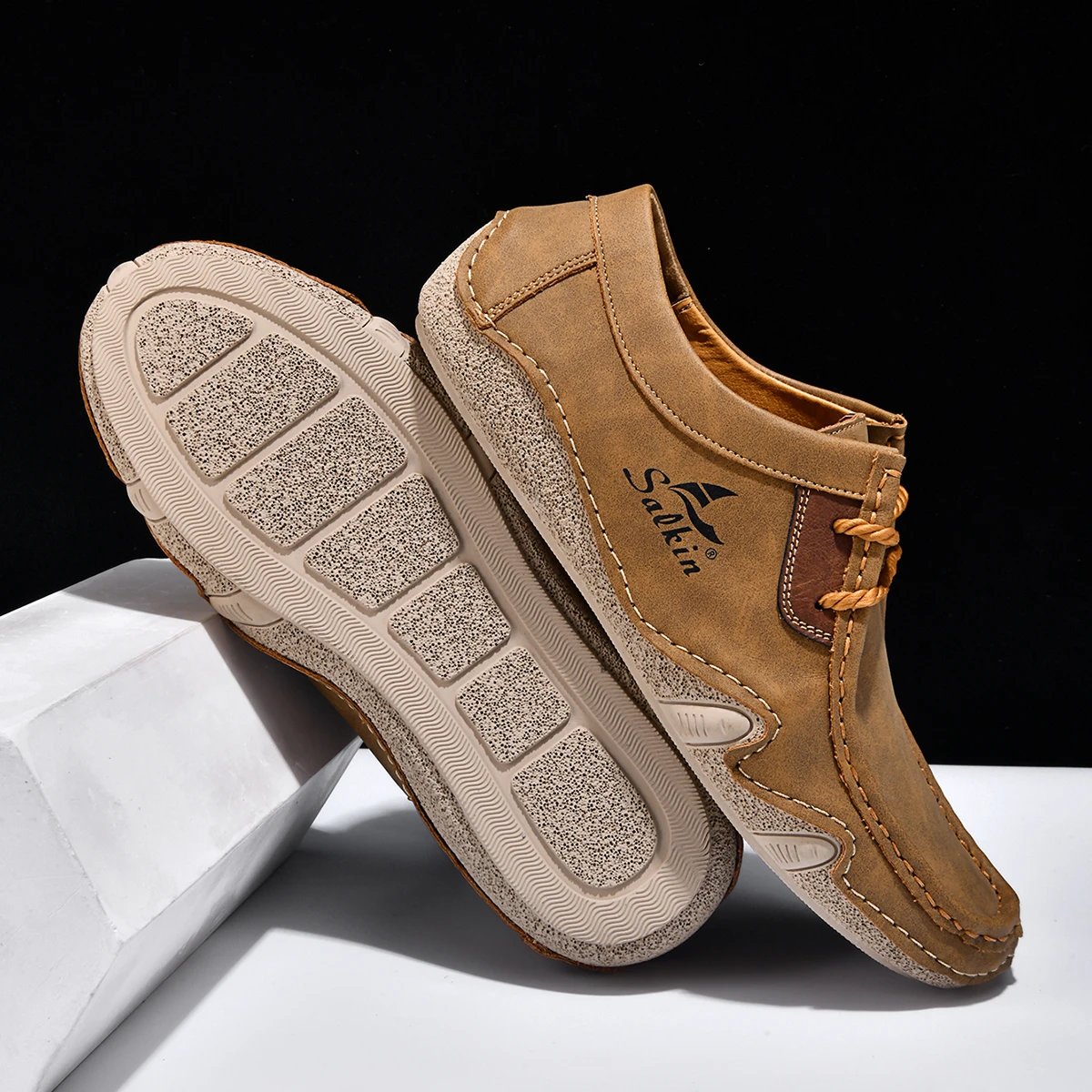 Design Salkin Casual Loafers Tan Suede Loafers - 26