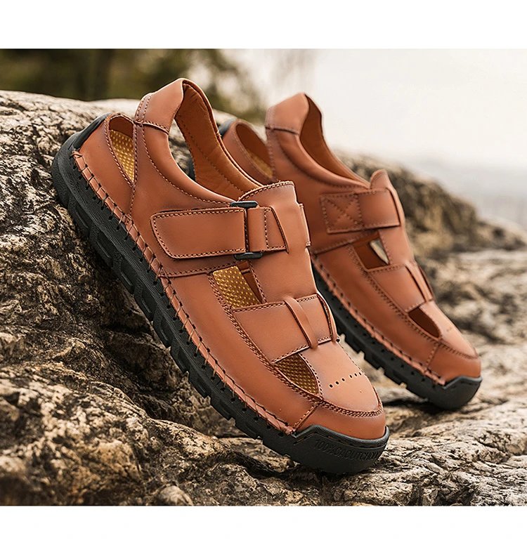 Design Sandal Black Leather Casual Sandals - 18