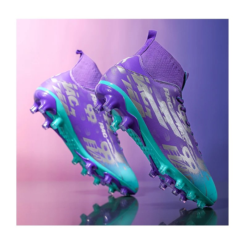 Design Football Turf Shoes Light Blue Gray Print Sneakers - 24