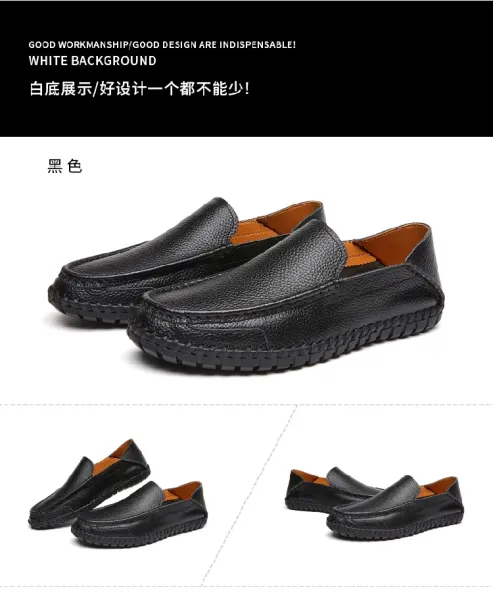 Design White Pebbled Leather Loafers with Stitched Sole - 28