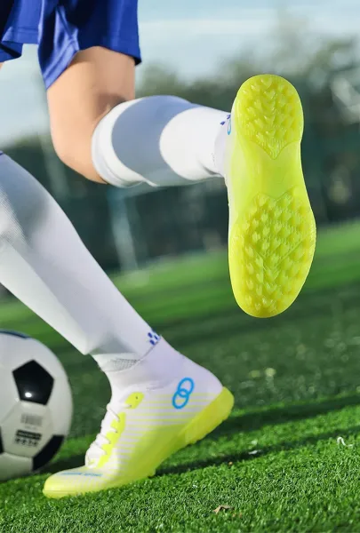 Design Fashion Sport Football Cleats Neon Yellow Blue White Sneakers - 25