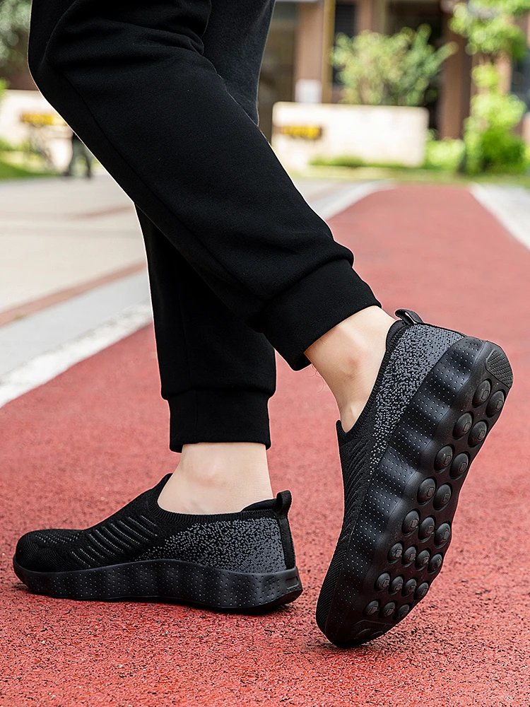 Design Knit Slip-On Sneakers Navy with Orange Pod Sole - 14