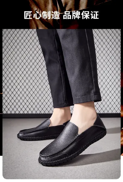 Design White Pebbled Leather Loafers with Stitched Sole - 5
