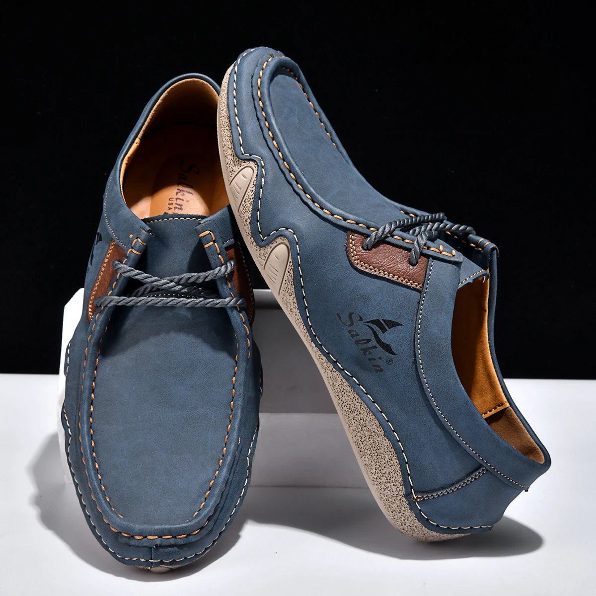 Design Salkin Casual Loafers Tan Suede Loafers - 25