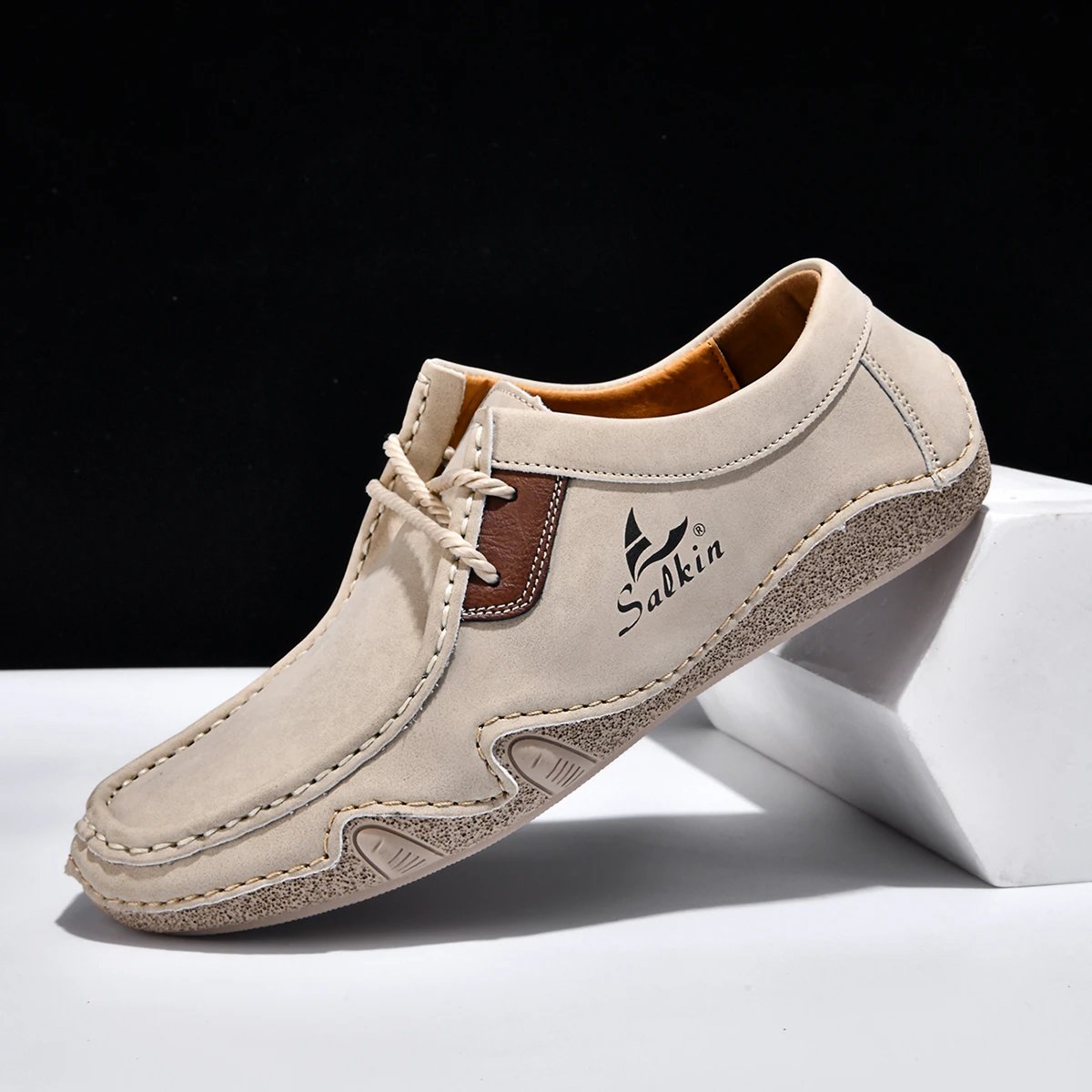 Design Salkin Casual Loafers Tan Suede Loafers - 41