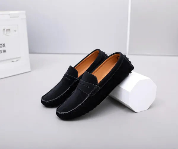Design Suede Loafer Black Casual Shoes - 1