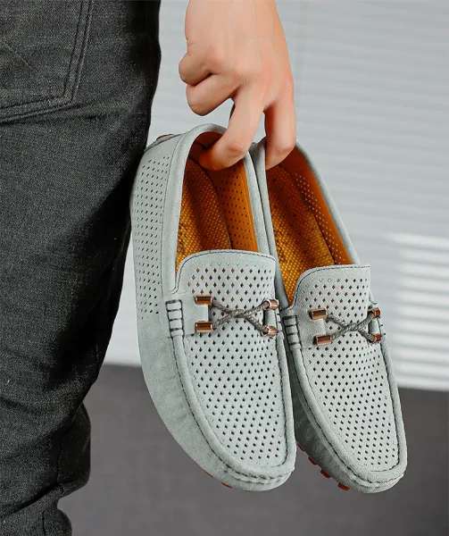 Design Perforated Loafer in Gray with Rope Detail Casual Shoes - 19