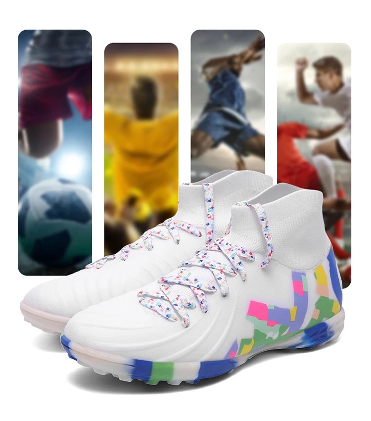 Design Football Cleat White Multicolor Graphic Print Stud Shoe Sneakers - 7