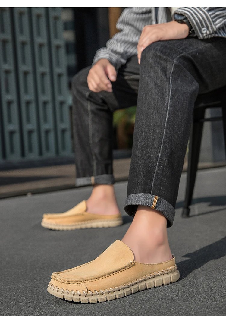 Design Leather Moccasin Slip-On Black Loafers - 24