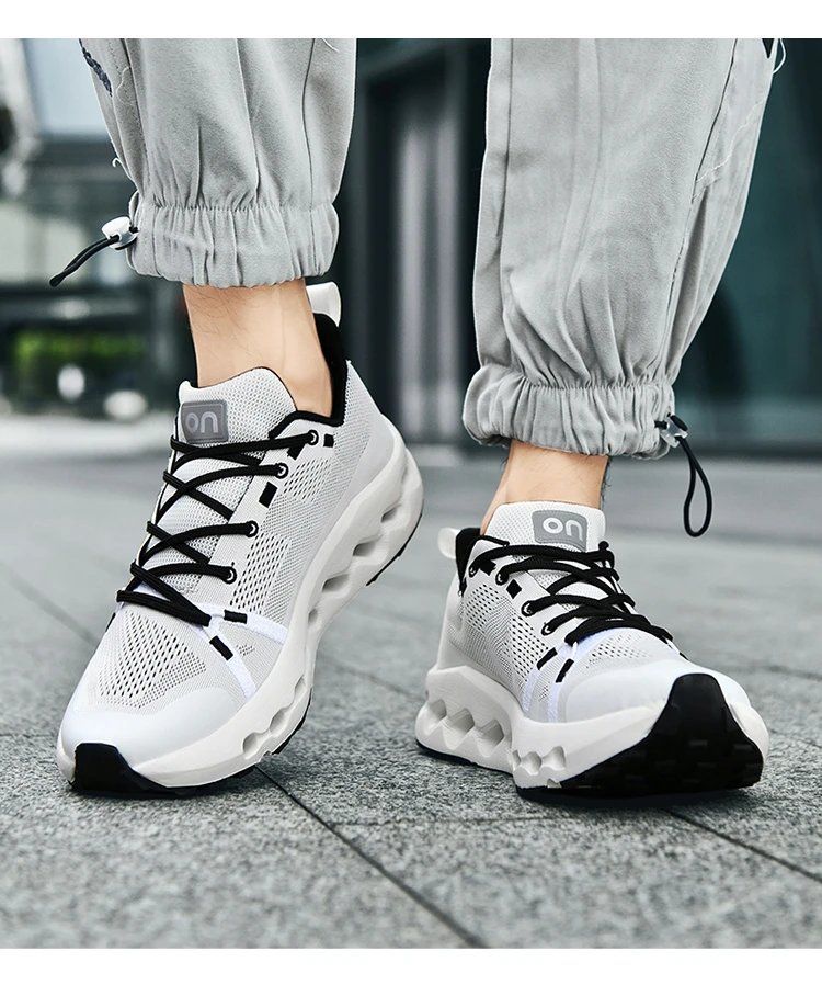 On Cloudmonster White / Black Running Shoes - 24