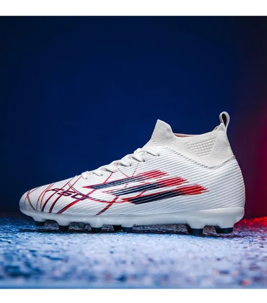 Design Football Cleat White Red Blue Multicolor Running Shoes - 16