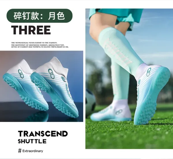 Design Fashion Sport Football Cleats Neon Yellow Blue White Sneakers - 35