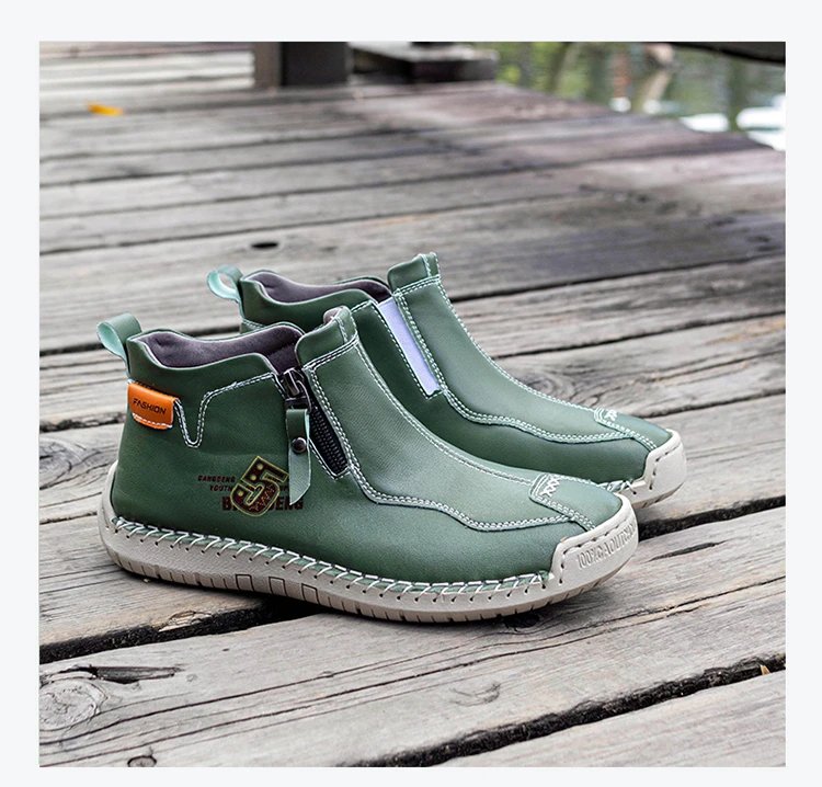 Design Bangdeng Youth Zip-Up Ankle Boot Yellow Leather Boots - 21