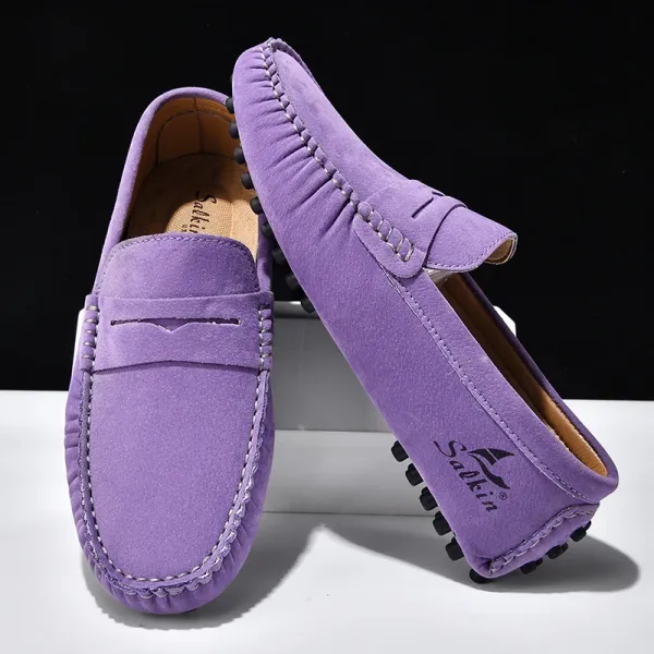 Design Salkin Loafers Pink Suede Casual Shoes Loafers - 27