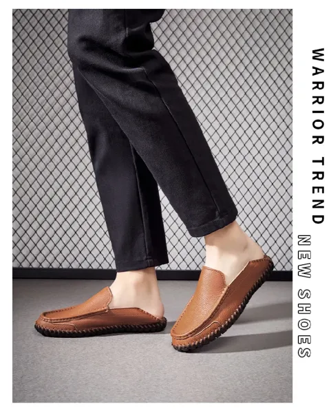 Design White Pebbled Leather Loafers with Stitched Sole - 21