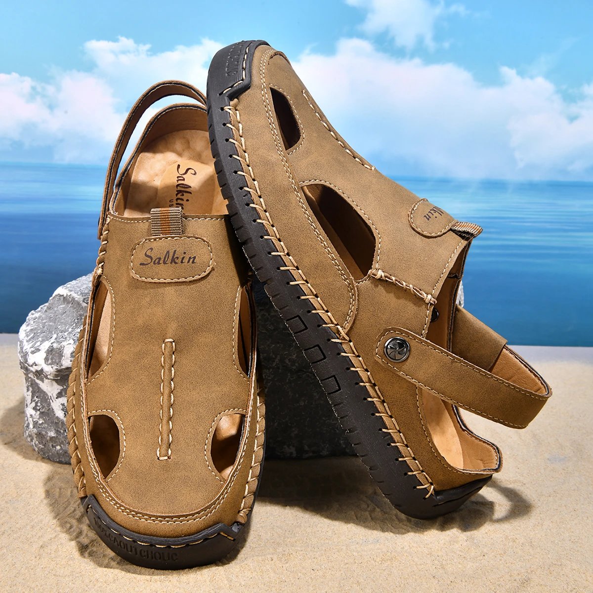 Design Sandal Blue Suede Outdoor Slide Sandals - 20
