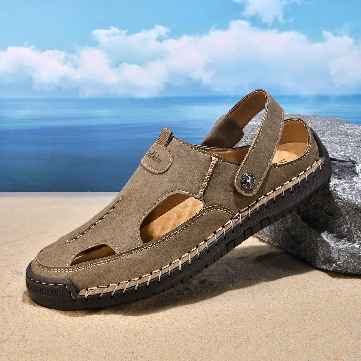 Design Sandal Blue Suede Outdoor Slide Sandals - 41