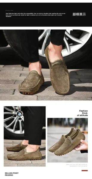 Design Slip-On Loafer Gray Suede with Orange Studs Casual Shoes - 15